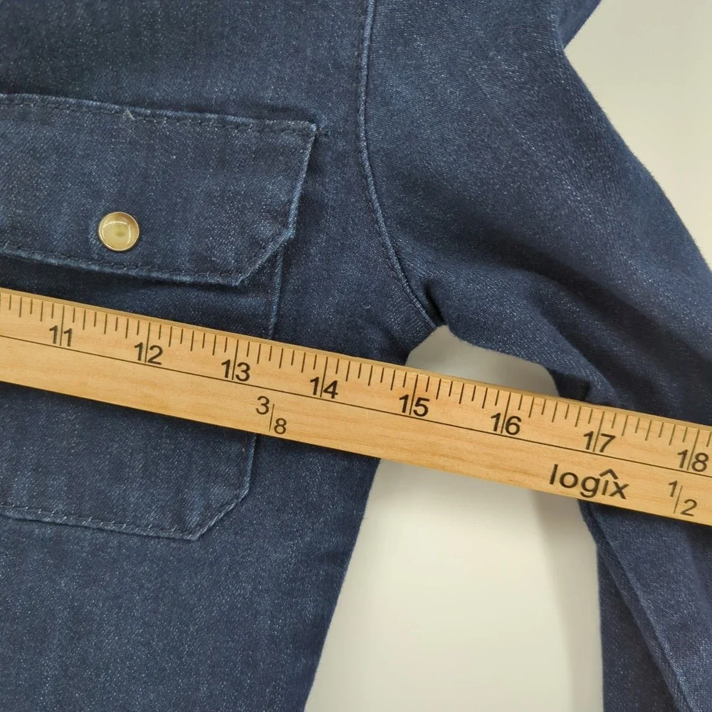Seven For All Mankind Girls Dress Medium Dark Blue Denim Long Sleeve Button Snap